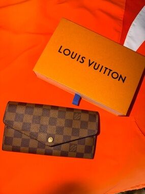 Louis Vuitton Brown Damier Ebene Continental Wallet with Gold Snap